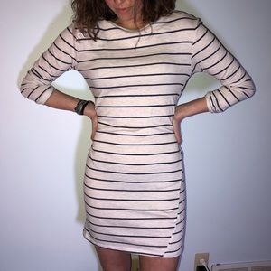 Blue and white striped dress